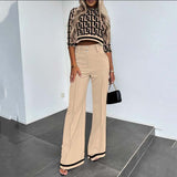 Elegantes Crop-Top- und Weitbein-Hosen-Set für Damen