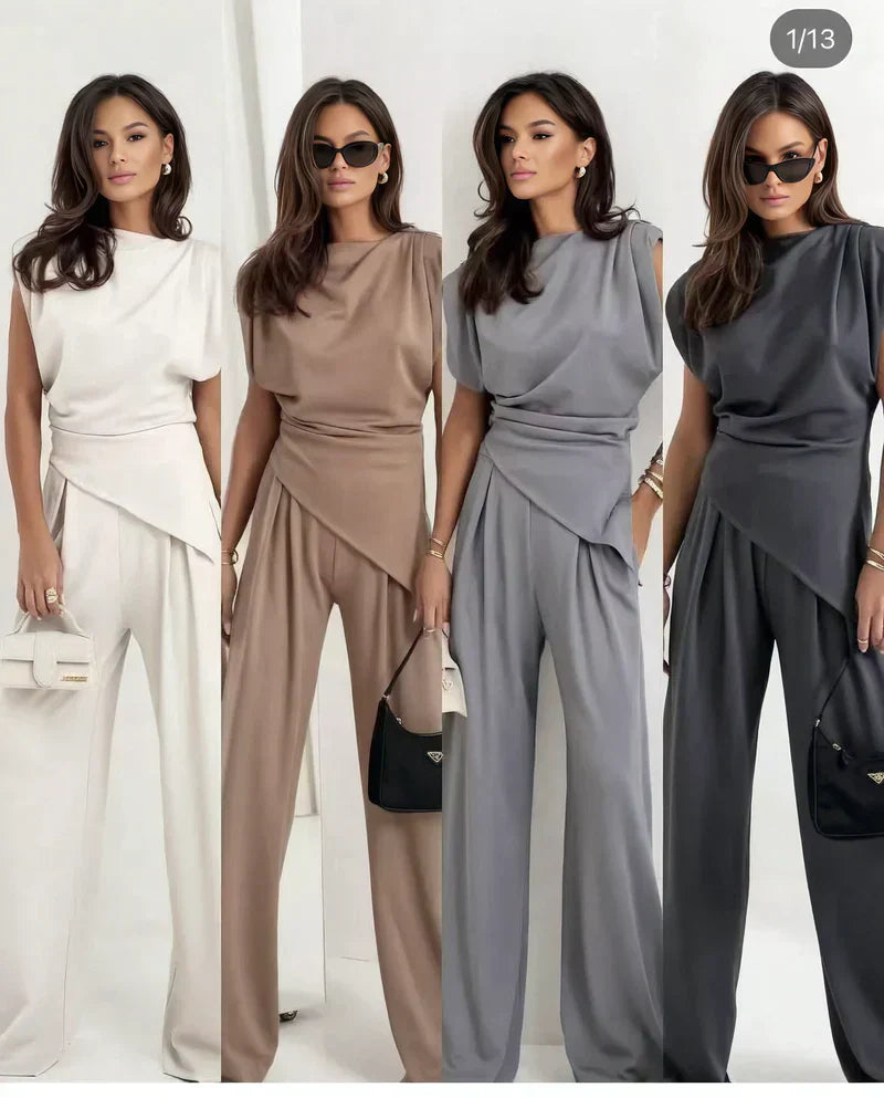 Elegantes, einfarbiges zweiteiliges Set für Damen