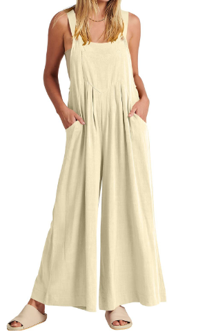 💝Ärmelloser Jumpsuit für Damen mit weitem Bein und Taschen