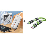 ⚡ 50 % RABATT – Multifunktioneller Schnelllader mit 2PD + 2USB! 🔌📱 66W, Eingebautes Typ-C-Kabel & Sicher Laden für 4 Geräte Gleichzeitig