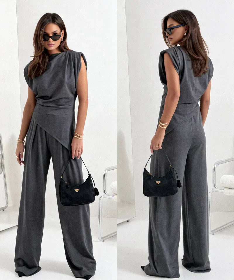Elegantes, einfarbiges zweiteiliges Set für Damen