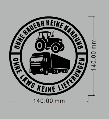 Auto-Aufkleber: Keine Bauern, keine Lebensmittel – keine LKWs, keine Lieferungen