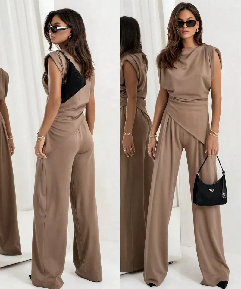 Elegantes, einfarbiges zweiteiliges Set für Damen