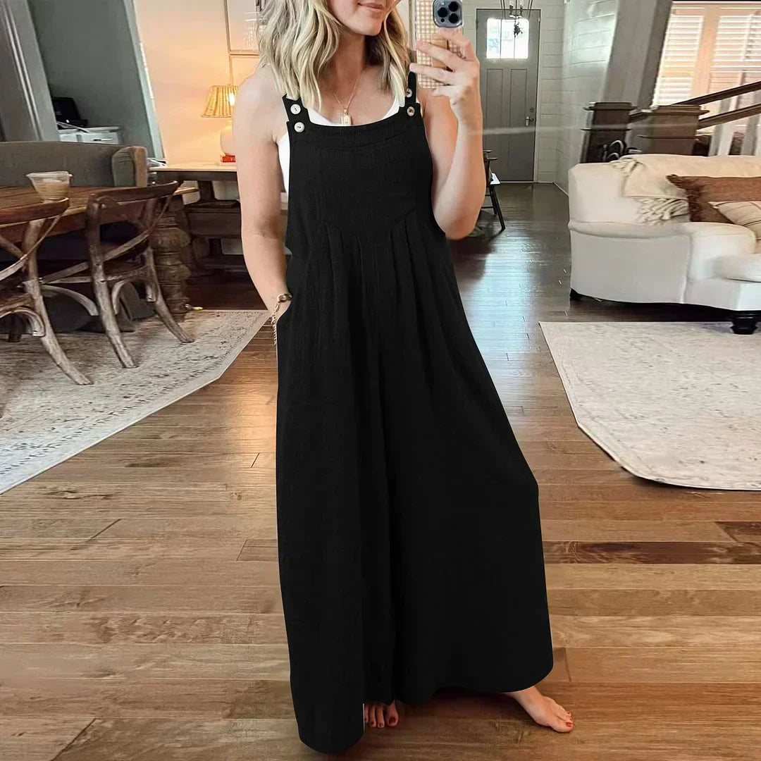 💝Ärmelloser Jumpsuit für Damen mit weitem Bein und Taschen