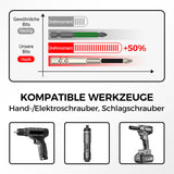 💥Sechskant-Bitsatz mit rutschhemmender Gewindestruktur, schlagfest & hochmagnetisch(HRC 62)