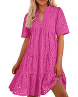 ⏰2025 Hot Sale -Women's Elegant Hollow Out Lace Ruffle Casual Mini Dress