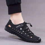 Aviator Wrapped Toe Hollow Leder Sandalen