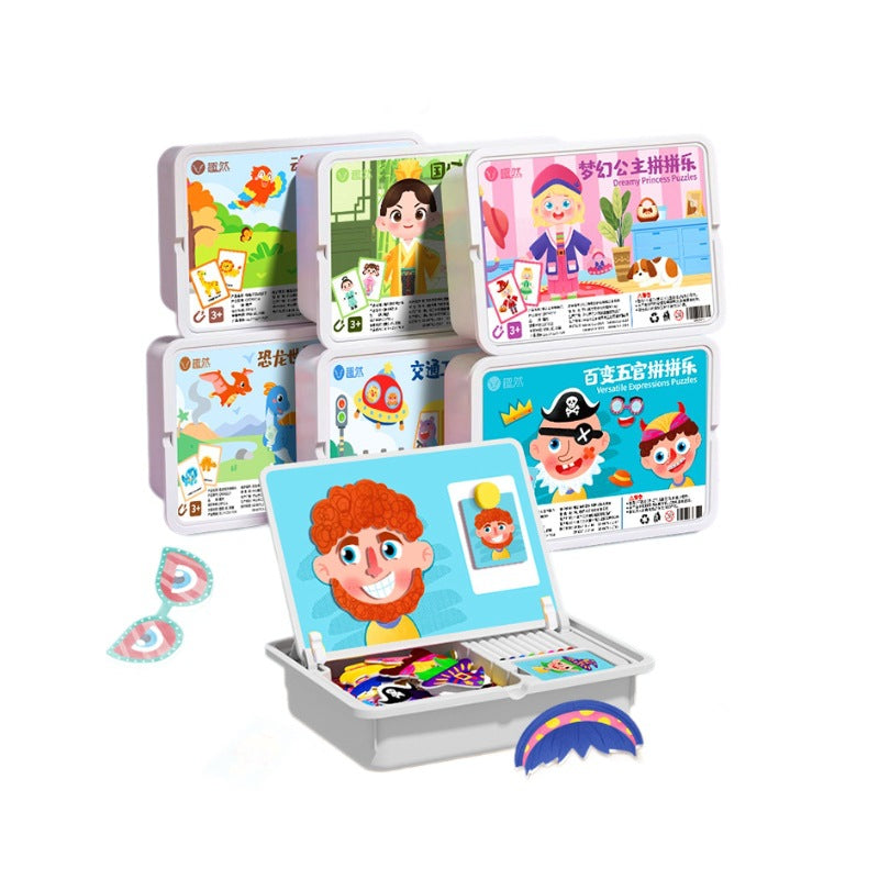 Magnetisches Puzzle Gesichter-Anziehspiel Reisespiel Doppelseitiges Vorschulerziehungs-Lernspielzeug für Kinder