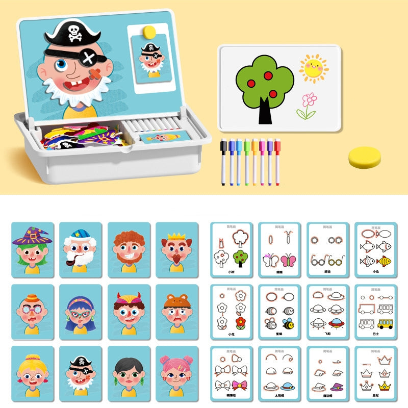 Magnetisches Puzzle Gesichter-Anziehspiel Reisespiel Doppelseitiges Vorschulerziehungs-Lernspielzeug für Kinder