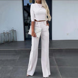Elegantes Crop-Top- und Weitbein-Hosen-Set für Damen