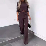 Elegantes Crop-Top- und Weitbein-Hosen-Set für Damen