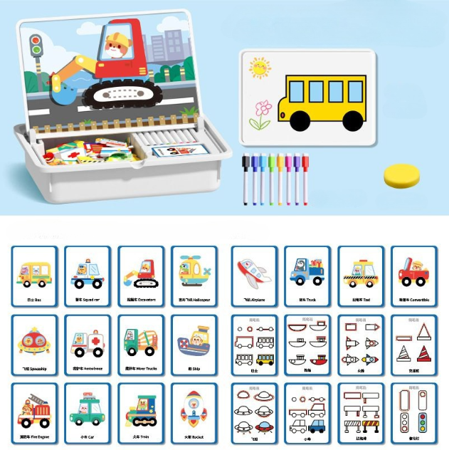 Magnetisches Puzzle Gesichter-Anziehspiel Reisespiel Doppelseitiges Vorschulerziehungs-Lernspielzeug für Kinder