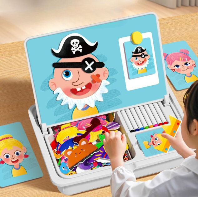 Magnetisches Puzzle Gesichter-Anziehspiel Reisespiel Doppelseitiges Vorschulerziehungs-Lernspielzeug für Kinder