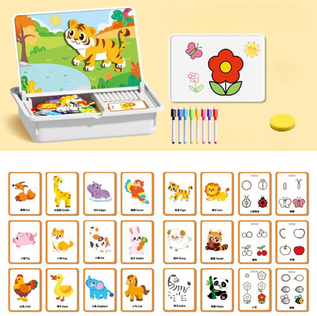 Magnetisches Puzzle Gesichter-Anziehspiel Reisespiel Doppelseitiges Vorschulerziehungs-Lernspielzeug für Kinder