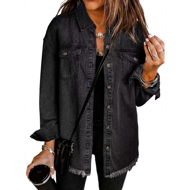 🍂Frühherbst-Sale – 50 % Rabatt!💕Zerrissene Jeansjacke mit Schnittkante für Damen