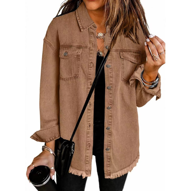 🍂Frühherbst-Sale – 50 % Rabatt!💕Zerrissene Jeansjacke mit Schnittkante für Damen