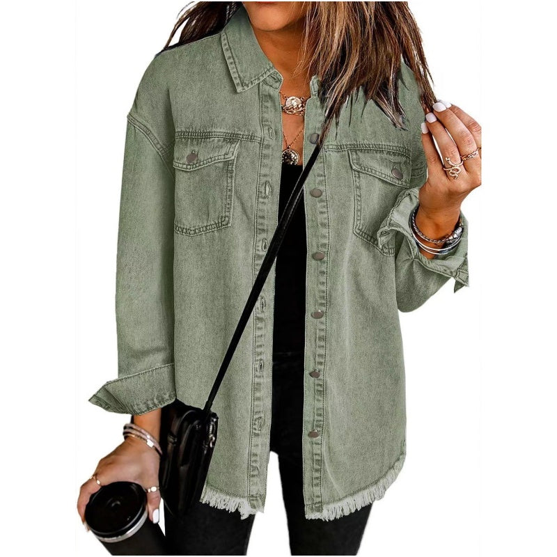 🍂Frühherbst-Sale – 50 % Rabatt!💕Zerrissene Jeansjacke mit Schnittkante für Damen