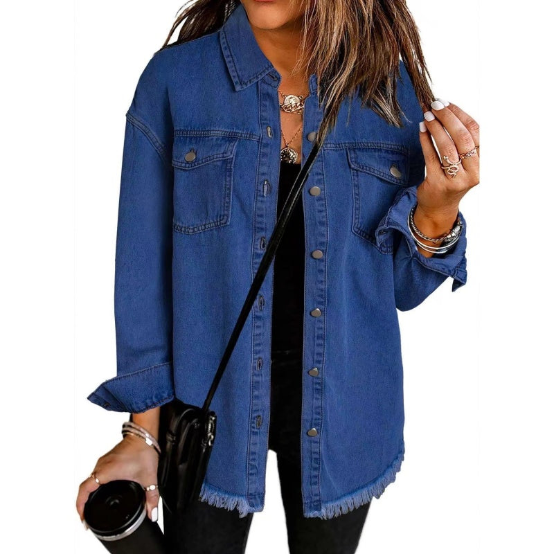 🍂Frühherbst-Sale – 50 % Rabatt!💕Zerrissene Jeansjacke mit Schnittkante für Damen