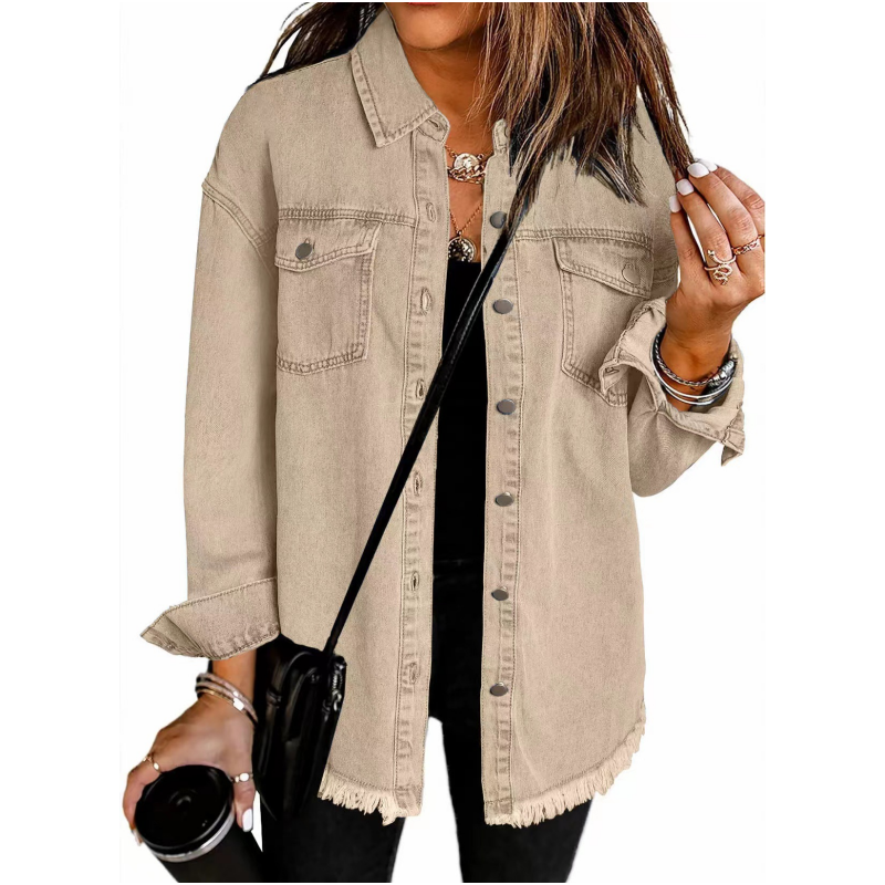 🍂Frühherbst-Sale – 50 % Rabatt!💕Zerrissene Jeansjacke mit Schnittkante für Damen