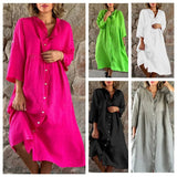 Lockeres Hemdkleid aus Baumwolle und Leinen