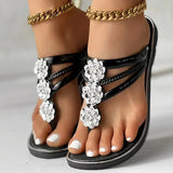 Blumendekorierte flache Freizeitsandalen für Damen