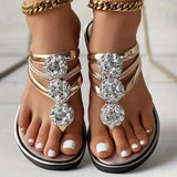 Blumendekorierte flache Freizeitsandalen für Damen