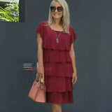 Damen Freizeitkleid mit Wellenvolants.