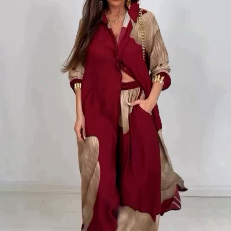 Full Button Down Long Shirt & Drawstring Pants Set