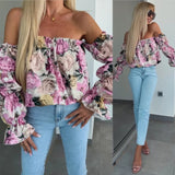Geblümtes, gesmoktes Off-Shoulder-Top