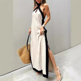 Rückenfreies Neckholder-Maxikleid mit Schlitz für Damen