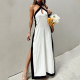 Rückenfreies Neckholder-Maxikleid mit Schlitz für Damen