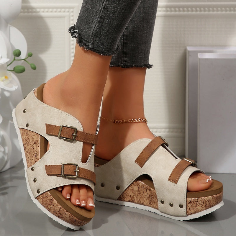 Modische Plateau-Sandalen mit Keilabsatz für Damen