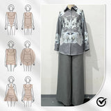 Elegantes Set aus Bluse und Hose mit Blumendruck und weitem Bein für Damen
