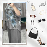 Elegantes Set aus Bluse und Hose mit Blumendruck und weitem Bein für Damen