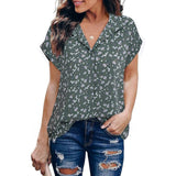 Women's Casual Floral Print Short Sleeve Shirt