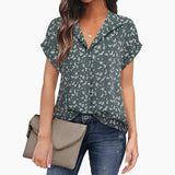 Women's Casual Floral Print Short Sleeve Shirt