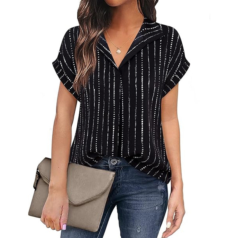 Women's Casual Floral Print Short Sleeve Shirt