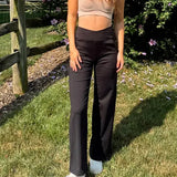 Damen Schmeichelnde Hohe Taille Stylische Hosen mit Funktionalen Seiten Taschen