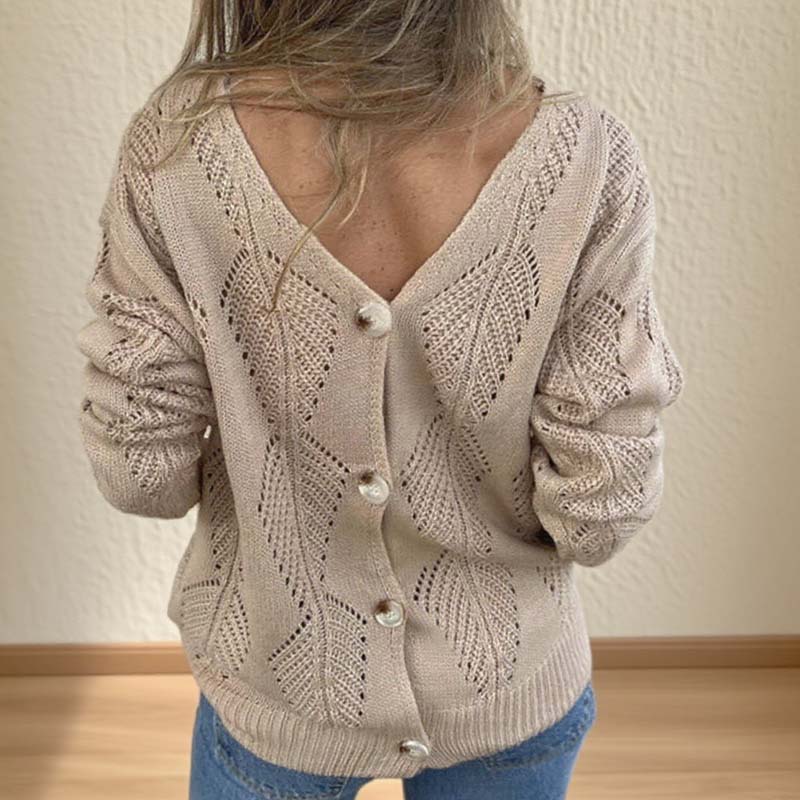 Wendbarer Pullover mit V-Ausschnitt und Hohlmuster