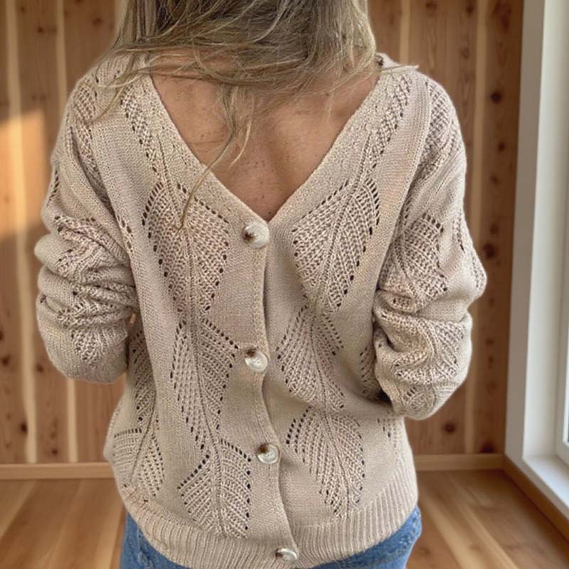 Wendbarer Pullover mit V-Ausschnitt und Hohlmuster