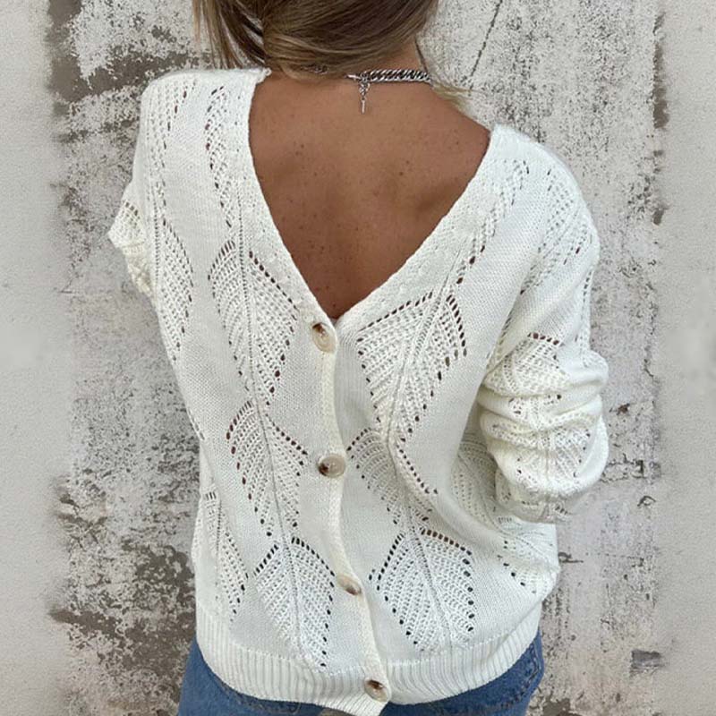 Wendbarer Pullover mit V-Ausschnitt und Hohlmuster