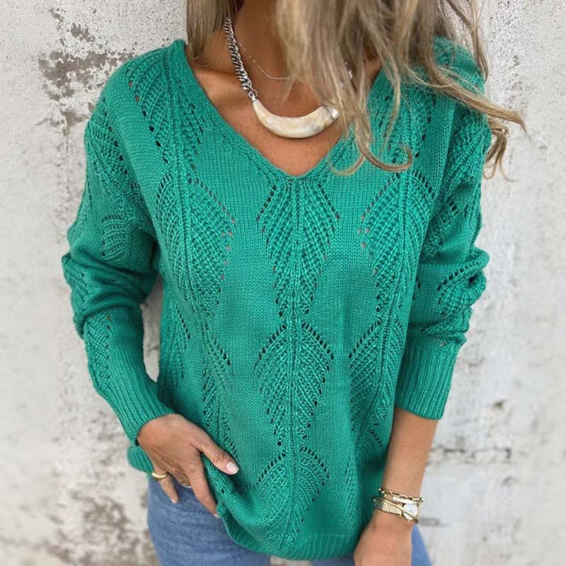 Wendbarer Pullover mit V-Ausschnitt und Hohlmuster
