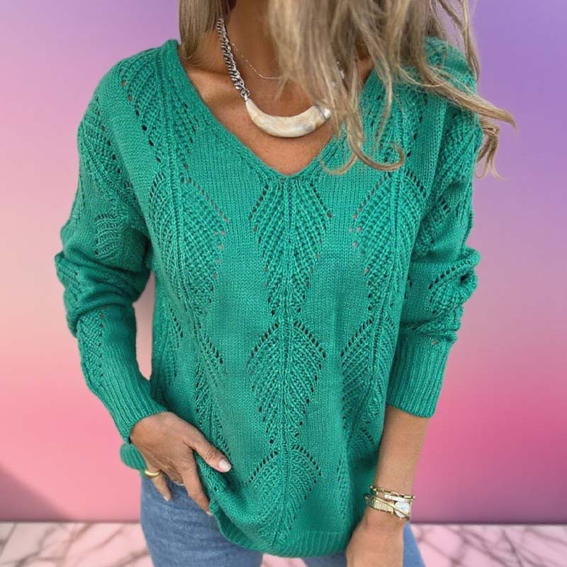 Wendbarer Pullover mit V-Ausschnitt und Hohlmuster