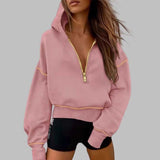 Elegant & Alltagstauglich: Damen Kapuzenpullover mit High-Neck-Halbzipper