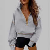 Elegant & Alltagstauglich: Damen Kapuzenpullover mit High-Neck-Halbzipper