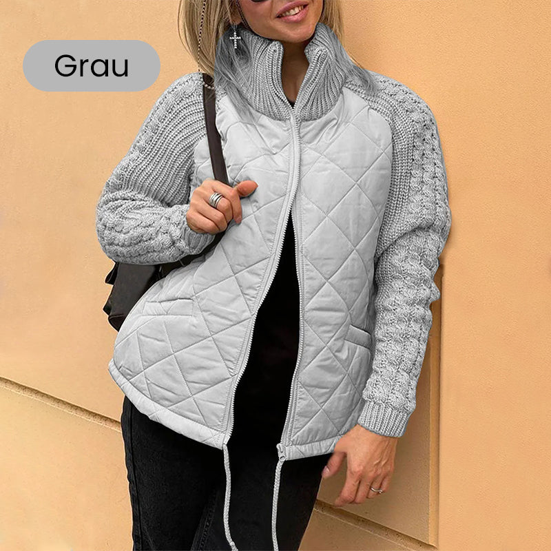 📣2025 neue limitierte Auflage 50 % Rabatt🔥Gestrickte Patchwork-Pufferjacke für Damen