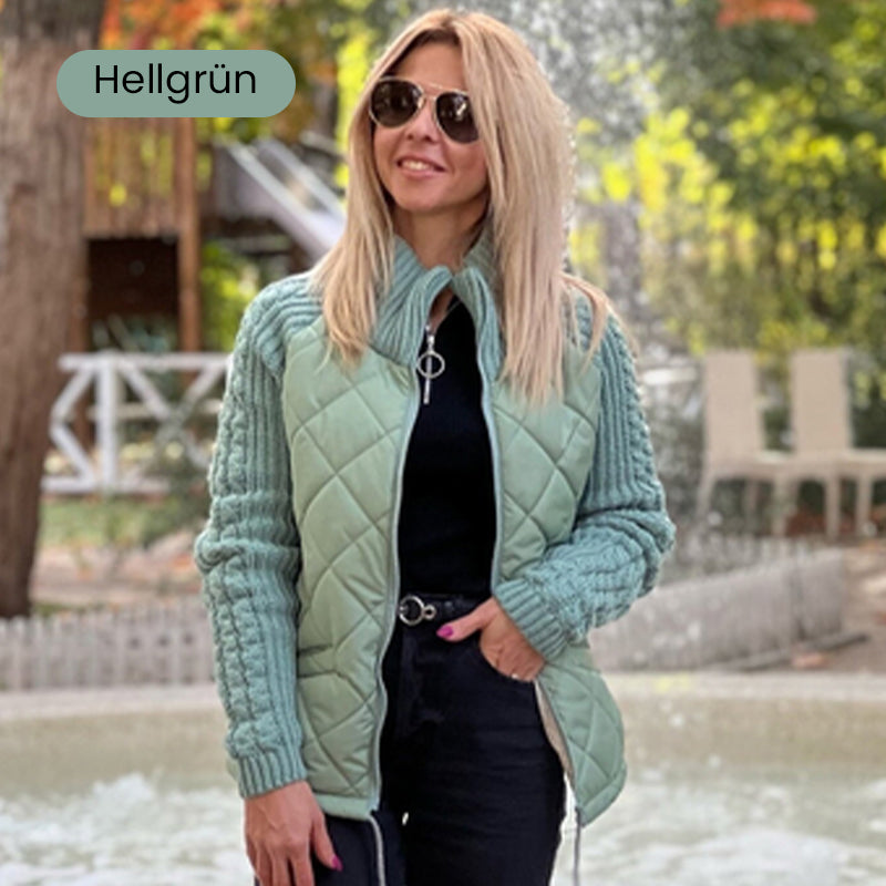 📣2025 neue limitierte Auflage 50 % Rabatt🔥Gestrickte Patchwork-Pufferjacke für Damen