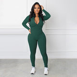 🔥🩱Einfarbiger nahtloser Jumpsuit mit halbem Reißverschluss
