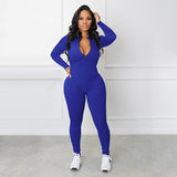 🔥🩱Einfarbiger nahtloser Jumpsuit mit halbem Reißverschluss