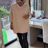 Women's Long-Sleeve Top with Shirt Collar